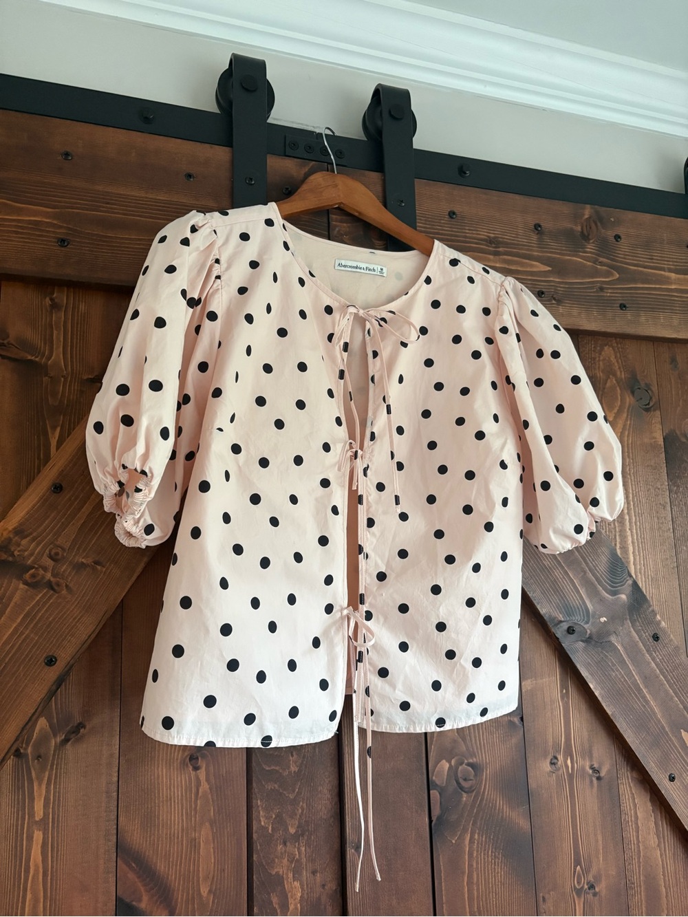 Abercrombie & Fitch Pink Polka Dot Tie-Front Blouse